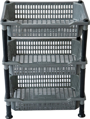 DM PLUS Multi-Purpose Plastic Storage Organizer 3-Layer Rack Kitchen & Office Plastic Kitchen Trolley(DIY(Do-It-Yourself))