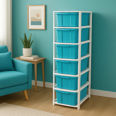 MAXTID 6 Layer Blue Drawer Organizer Home/Parlour and Storage Solution Drawer Divider(Plastic)