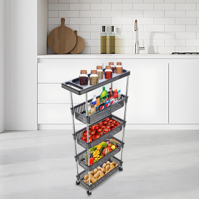 Finner Plastic-Steel 5 layer Kitchen Trolley with Side Handle for Fruit & Vegetables Plastic Kitchen Trolley(DIY(Do-It-Yourself))