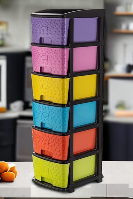 RISEM INTERNATIONAL Kithchen Trolley Storage Drawer Multi Color Stone Drawer 6 Layer Plastic Kitchen Trolley(DIY(Do-It-Yourself))