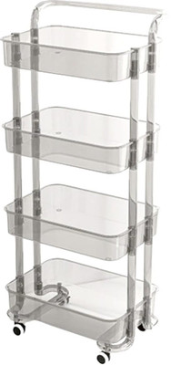 arkit Transparent 4 Layer Organizer Multipurpose Space Saver Storage Trolley Plastic Kitchen Trolley(DIY(Do-It-Yourself))