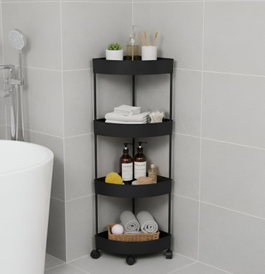 HOMANTA Multi-Purpose Cornar Storage Organizer 4-Tier Rack with Wheel Bathroom & Office Plastic Kitchen Trolley(DIY(Do-It-Yourself))