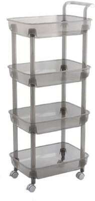 ZIKWOR 4 Layer Trolley Acrylic| Rolling Storage Car Plastic Kitchen Trolley(DIY(Do-It-Yourself))