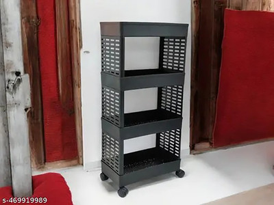 MAXTID 4 Layer Black Tier Multi-Purpose Vegetable Solution for Home,Kitchen Trolley Plastic Kitchen Trolley(DIY(Do-It-Yourself))