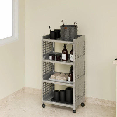Flexcube 4 Tier Multipurpose Rolling Utility Cart Rack Stand for Home , office Plastic Kitchen Trolley(DIY(Do-It-Yourself))