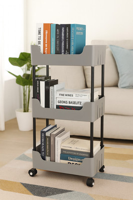 VM BOND Multi-Purpose Plastic Storage Organizer 3-Tier Rack with Wheel Bathroom & Office Plastic Kitchen Trolley(DIY(Do-It-Yourself))