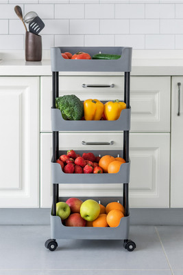 VM BOND Multi-Purpose Plastic Storage Organizer 4-Tier Rack with Wheel Bathroom & Office Plastic Kitchen Trolley(DIY(Do-It-Yourself))