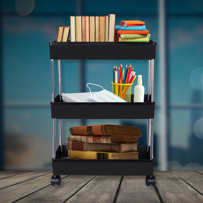 Pulsbery 3 LAYER BLACK Plastic Kitchen Trolley(DIY(Do-It-Yourself))