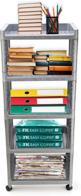 voxsara Rolling Storage Cart with 5 Tiers for Easy Organization and Space-Saving Plastic Kitchen Trolley(DIY(Do-It-Yourself))