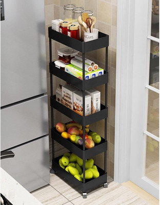Pulsbery 5 layer black Plastic Kitchen Trolley(DIY(Do-It-Yourself))