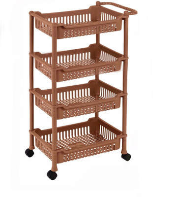 3D METRO SUPER STORE 4 Layer Plastic Rack With Wheel & Handel Multipurpose Kitchen Storage Organizer Plastic Kitchen Trolley(DIY(Do-It-Yourself))