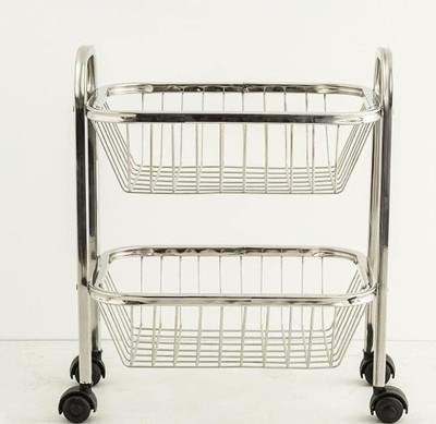 M R S INDUSTRIES Stainless Steel Square Pipe 3 Tire Shelf Cart, Vegetable & Fruits Trolley with 4 Wheels Fruits Basket Or Stand | Kitchen Organizer Steel Kitchen Trolley(DIY(Do-It-Yourself))