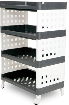 ADA 4-Tier Multipurpose Storage Shelf Rack with Wheels | Storage Organizer Cart Plastic Kitchen Trolley(DIY(Do-It-Yourself))