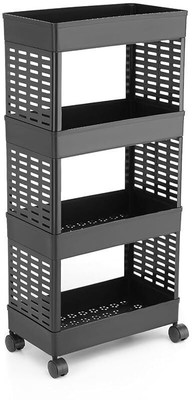 Swara Swara Multipurpose 4-Tier Floor Mount Shelf Kitchen Organizer Rack Plastic Kitchen Trolley(Pre-assembled)