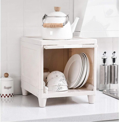 Aesthetics 1-Door 1-Shelf Plastic Foldable Wardrobe for Clothes Plastic Cloth Rack PP Collapsible Wardrobe(Finish Color - 1-White, DIY(Do-It-Yourself))