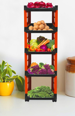 GlowSilk Jaali 5-Layer Kitchen Trolley with Multi-Purpose Storage Plastic Kitchen Trolley(DIY(Do-It-Yourself))