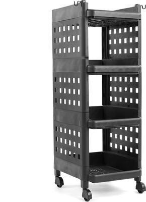 ADA 3 -Tier Rolling Storage Shelf Basket Utility Cart Rack | Storage Organizer Cart Plastic Kitchen Trolley(DIY(Do-It-Yourself))