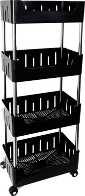 HOMANTA Multi-Purpose Plastic Storage Organizer 4-Tier Rack with Wheel Bathroom & Office Plastic Kitchen Trolley(DIY(Do-It-Yourself))