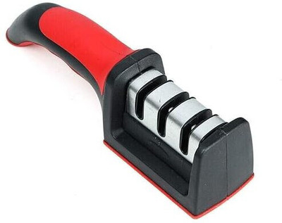 Shopeleven Manual 3 Stage Professional Knife Sharpening Tool with Non-Slip Handle Knife Sharpening Steel(Steel)
