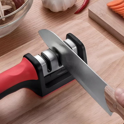 GJSHOP 3 Stage Sharpening Tool for Ceramic Knife and Steel Knives Kitchen Sharpener Knife Sharpening Steel(Plastic)