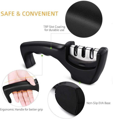 SAMRAT MART Steel Manual 3 Stage Knife Sharpener Tool Advanced Knife Sharpener for Kitchen Knife Sharpening Steel(Stainless Steel)