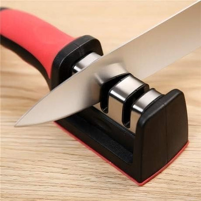 Ruwaza 2-Stage Manual Kitchen Knife Sharpener with Non-Slip Base & Ergonomic Handle Knife Sharpening Steel(Stainless Steel)