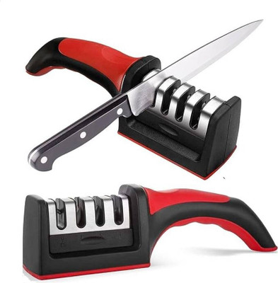 Multi Outlook 3-Stage Knife Sharpener- Professional Knife Sharpening Tool for Knife Sharpning Knife Sharpening Steel(Steel, Plastic)