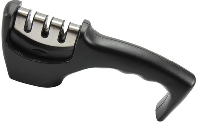 DEEJAY Knife SharpenerTool for StainlessSteelKnives-3-StageSharpener with ErgonomicGrip Knife Sharpening Steel(Plastic)