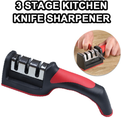 GADGET DEALS Manual Tool, 3 Stages Sharpener with Handle Knife Sharpening Steel(Steel)