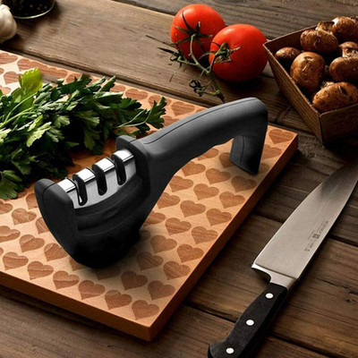 AL ATASH Knife Sharpener Manual 3 Stage Knife Sharpener Tool (Pack of 1) Knife Sharpening Steel(Stainless Steel, Plastic)
