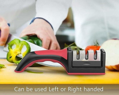 BoldFire Kitchen Manual Knife Sharpener 3 Stage Sharpening Tool for Ceramic Knife Knife Sharpening Steel(Steel)