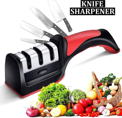 Barkly 3 in 1 Knife Sharpener Manual Kitchenware Gadgets Sharpening Tool for all Knives Knife Sharpening Steel(Stainless Steel, Plastic)