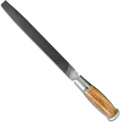 AMB Wooden Handle Flat File Tool 8 Inch Knife Sharpening Steel(Carbon Steel)