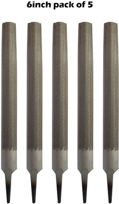 LXMI Half Round Engineer's File Tool 6Inch (125mm) (Pack Of 5) Knife Sharpening Steel(Carbon Steel)