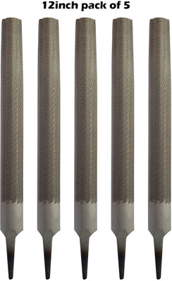 LXMI Engineer's Half Round File Tool 12Inch (300mm) (Pack Of 5) Knife Sharpening Steel(Carbon Steel)
