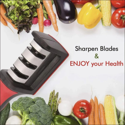 ECOVY Knife Sharpener Tool,Advanced Knife Sharpener for Kitchen(Red Black) Knife Sharpening Steel(Stainless Steel)