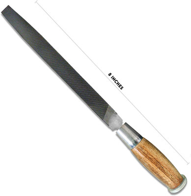 LXMI Wooden Handle Flat File Tool 8 Inch Knife Sharpening Steel(Carbon Steel)