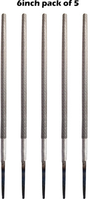 LXMI Round Engineer's File Tool 6Inch (125mm) (Pack Of 5) Knife Sharpening Steel(Carbon Steel)