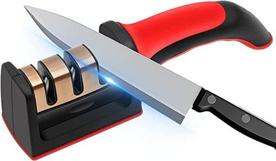 Blaxland Manual Knife Sharpener, 3 Stage Sharpening Tool / Knife Sharpening Steel(Stainless Steel)