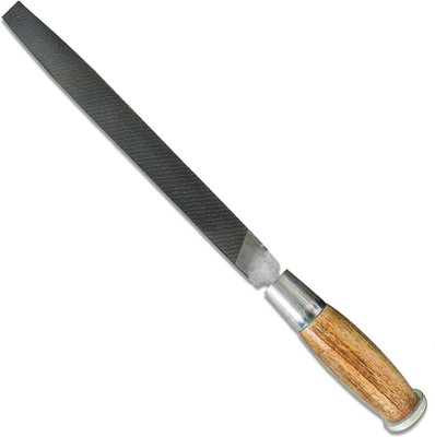AMB Wooden Handle Flat File Tool 12 Inch Knife Sharpening Steel(Carbon Steel)