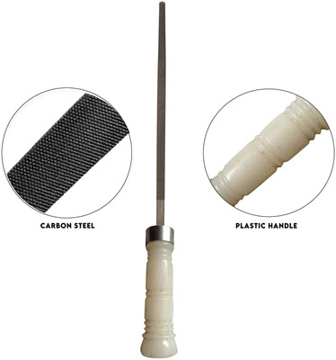 LXMI Round File 10 Inches With PVC Handle Knife Sharpening Steel(Steel)