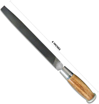 LXMI Wooden Handle Flat File Tool 6Inch Knife Sharpening Steel(Carbon Steel)