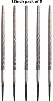 LXMI Round Engineer's File Tool 12Inch (300mm) (Pack Of 5) Knife Sharpening Steel(Carbon Steel)