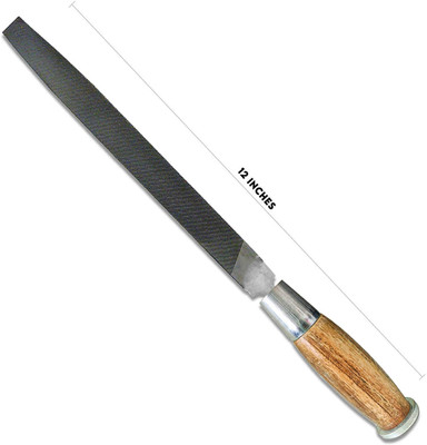 LXMI Wooden Handle Flat File Tool 12Inch Knife Sharpening Steel(Carbon Steel)