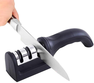 TerraKitch Manual 3 Stage Tool for Ceramic and Knives. Knife Sharpening Steel(Plastic, Stainless Steel)