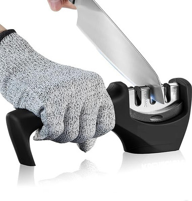 FEDWorld Knife Sharpener Manual 3 Stage Knife Sharpener Tool Advanced Knife Sharpener Knife Sharpening Steel(Stainless Steel, Rubber, Plastic)
