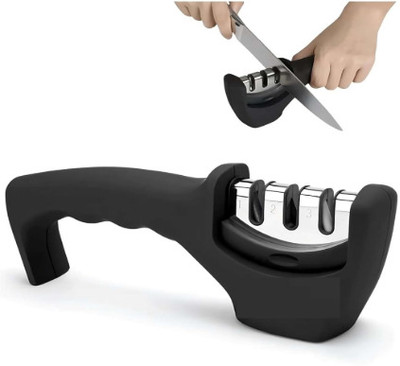 I N Creations Knife Sharpener Manual 3 Stage, Advanced Knife Sharpener Knife Sharpening Steel(Stainless Steel)