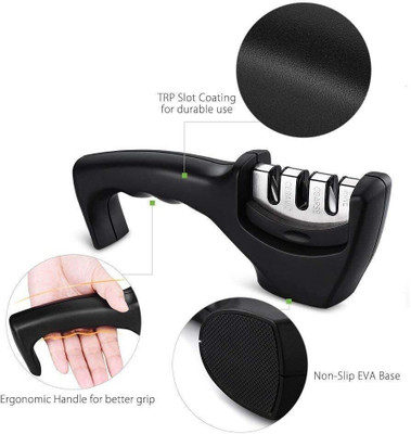 Davenport 3 Stages Knife Sharpener Ceramic Diamond Stainless Steel Knife Sharpening Blade Electric Knife Sharpener(Rubber)
