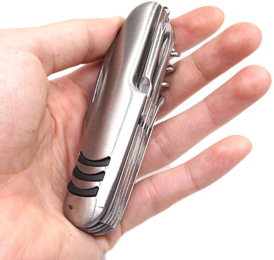 AlexVyan 11 in 1 Multi Functional Swiss Army Style Travel Folding Knife Pocket Knife(Silver)