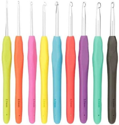 GLOW FIRST Crochet Hook Set Aluminum Arthritic Hands Smooth Needles Knitting Needles Knitting Pin(Pack of 8)